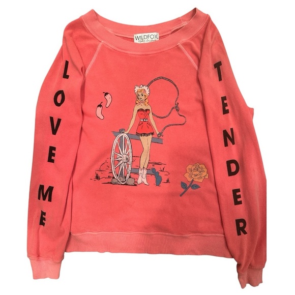 Wildfox “Love Me Tender” Graphic Sweatshirt Cowgirl Romantic XS Made in USA - Picture 4 of 10
